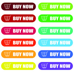 Buy now red button with text and trolley in the middle and white background for web
