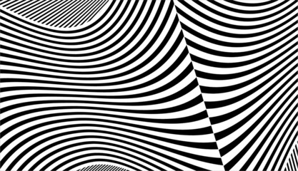 Black and white Psychedelic Linear Wavy Backgrounds