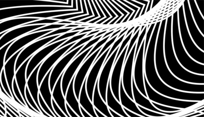 Black and white Psychedelic Linear Wavy Backgrounds