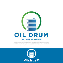 Oil drum design icon logo in green circle, template, oil drum illustration symbol