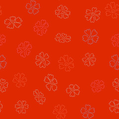 Seamless pattern, simple flowers on an orange background