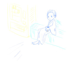 お風呂上がりに浴衣を着て珈琲牛乳を飲む人物