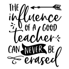 the influence of a good teacher can never be erased background inspirational quotes typography lettering design