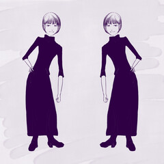 ショートヘアーの双子