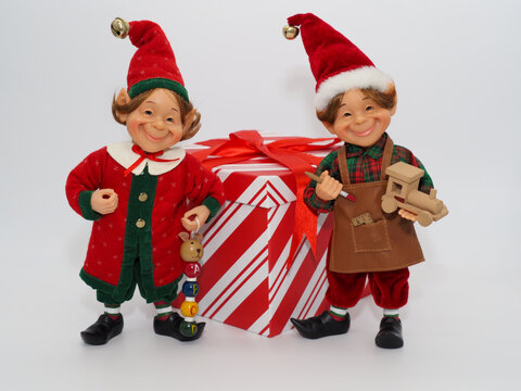 Christmas Elves Making Toys and Gifts (landscape)