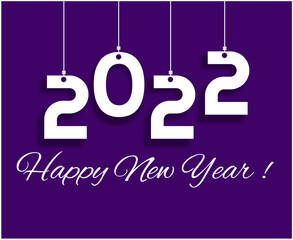 Happy New Year 2022 Design Vector Abstract Holiday Illustration White With Purple Background