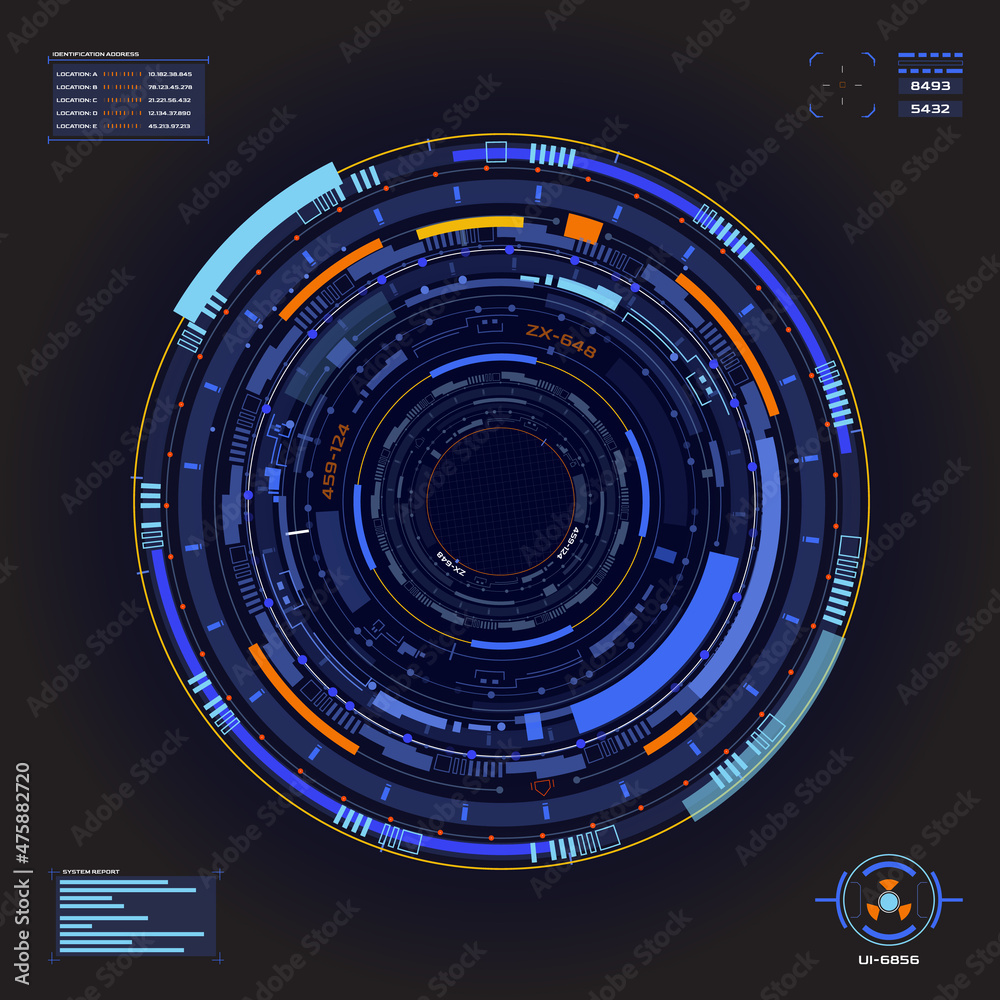 Aufkleber hud futuristic circle structor scifi element vector template.