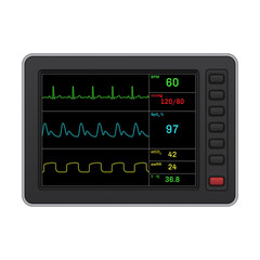 Abstract realistic patient monitor. Biomonitor for the patient. Vector illustration.