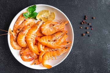 shrimp food prawns seafood  meal snack copy space food background rustic 