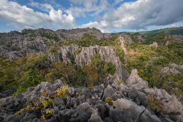 Abstract rock mountain from bird eye view in Thailand