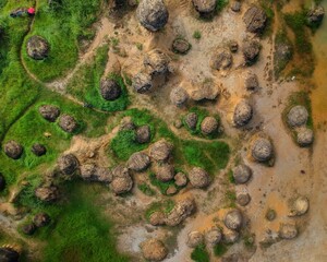 Mushroom Rock in Gresik, East Java, Indonesia is the natural phenomenon that occurs because the rocks eroded by wind and rain water then caused the stones looks like mushrooms.