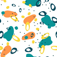 Motley Shape Vector Seamless Pattern. Bright