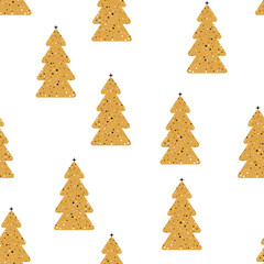 Cute Forest Vector Seamless Pattern. Tree Holiday