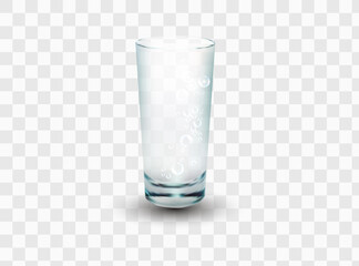 Short whiskey or water glass. Transparent vector illustration.