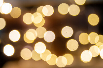 Golden christmas lights. Defocus lights 