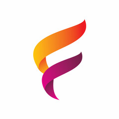 full color initial letter f logo design