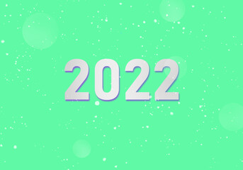 Fototapeta na wymiar 2022 numbers on green background. 2022 calendar annum symbol. Two thousand twenty second year mascot. Minimalistic New Year wallpaper. Design with simple New Year logo. 2D image.
