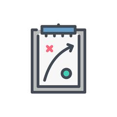 Strategy and Plan color line icon. Clipboard with tactics scheme vector outline colorful sign.