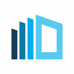 blue window frame color line logo design