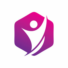 hexagon people active logo design