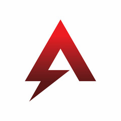 triangle initial letter a lightning energy logo design