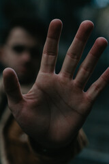 stop, stop sign, hand