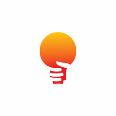 hand lighting idea bulb logo design