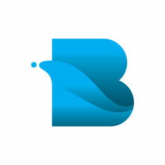 blue initial letter b fluid logo design