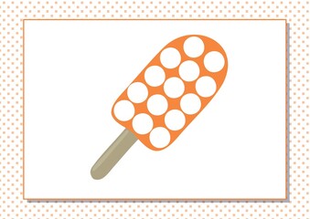 Printable worksheet. Finger painting. Cute cartoon ice cream. Vector illustration. Horizontal A4 page Color orange.