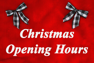 Christmas Opening Hours message with bows