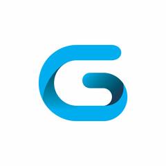 blue color initial letter g logo design