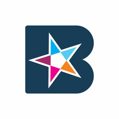 initial letter b star full color logo design