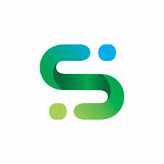 initial letter s connect nature color logo design