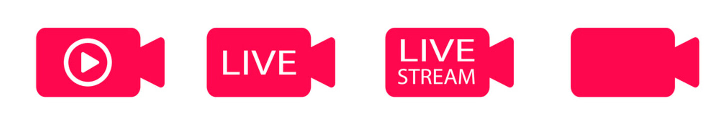 Live stream icon set. Online video sign. Live broadcasting online concepts.
