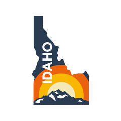 Idaho state map travel logo - obrazy, fototapety, plakaty