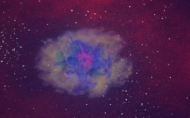 Naklejka na ściany i meble Space background illustration with nebula and stars.