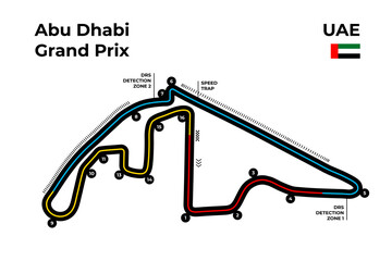 Race tracks, circuit for motorsport and auto sport. Yas Marina, Abu Dhabi, UAE.