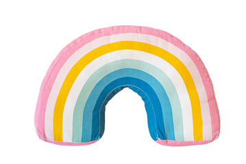 Isolated soft toy multicolored rainbow on white background