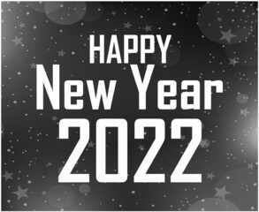 Happy New Year 2022 Design Abstract Holiday Vector Illustration White With Black Gradient Background