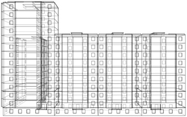 Wire-frame model of a multi-storey building