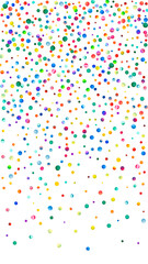 Watercolor confetti on white background. Alluring rainbow colored dots. Happy celebration high colorful bright card. Fetching hand painted confetti.