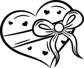 Valentine love gift drawing sketch for coloring