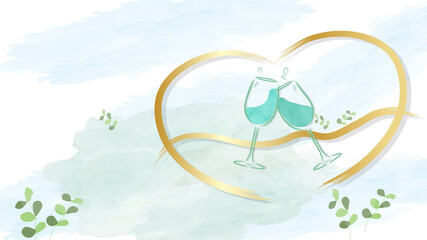 Clink a glass on a watercolor wedding day