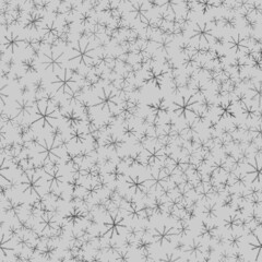 Hand Drawn Snowflakes Christmas Seamless Pattern. Subtle Flying Snow Flakes on chalk snowflakes Background. Actual chalk handdrawn snow overlay. Classy holiday season decoration.