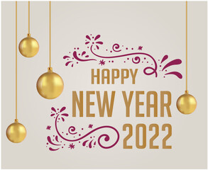 Happy New Year 2022 Holiday Abstract Design Vector Illustration Purple And Gold With Gray Background
