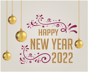 Happy New Year 2022 Holiday Abstract Design Vector Illustration Purple And Gold With Gray Background