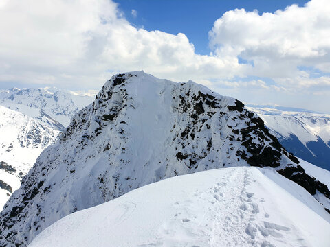 winter mountain landscape, Caltun Peak, Fagaras Mountains, Romania 