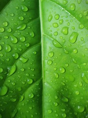 green leaf with water drops