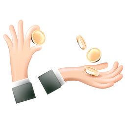 Money in hand 3d cartoon icon.