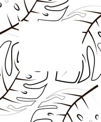 Exotic leaves , collected in a composition on a white background. Natural floral template . Postcard for your text. Vector greeting card for your design.Frame for your text on floral background